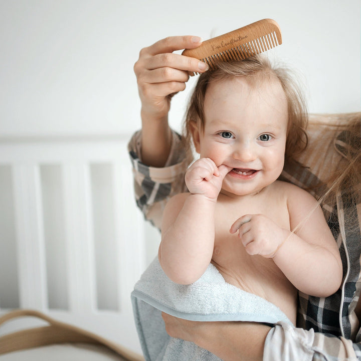 JBØRN Baby Gift Set | Organic Cotton Towel & Hair Brush Set - Personalisable Baby Products Sold and Personalised by JustBørn