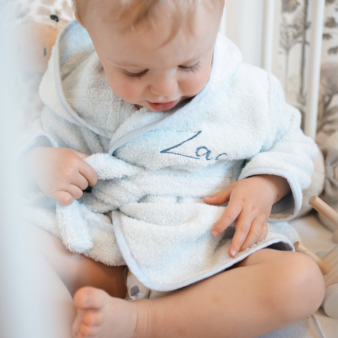 JBØRN Organic Cotton Baby Hooded Bathrobe - Personalisable Baby Products Sold and Personalised by JustBørn