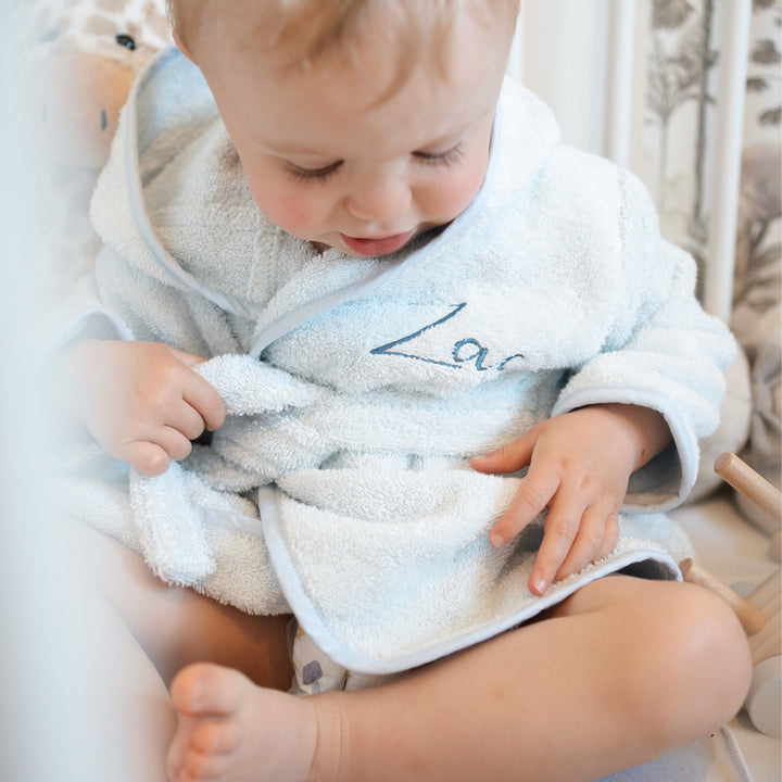JBØRN Organic Cotton Baby Hooded Bathrobe - Personalisable Baby Products Sold and Personalised by JustBørn