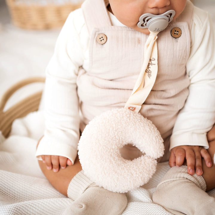 BIBS Supreme Symmetrical Rubber Latex Pacifier & Moon Plush Holder - Personalisable Baby Products Sold and Personalised by JustBørn