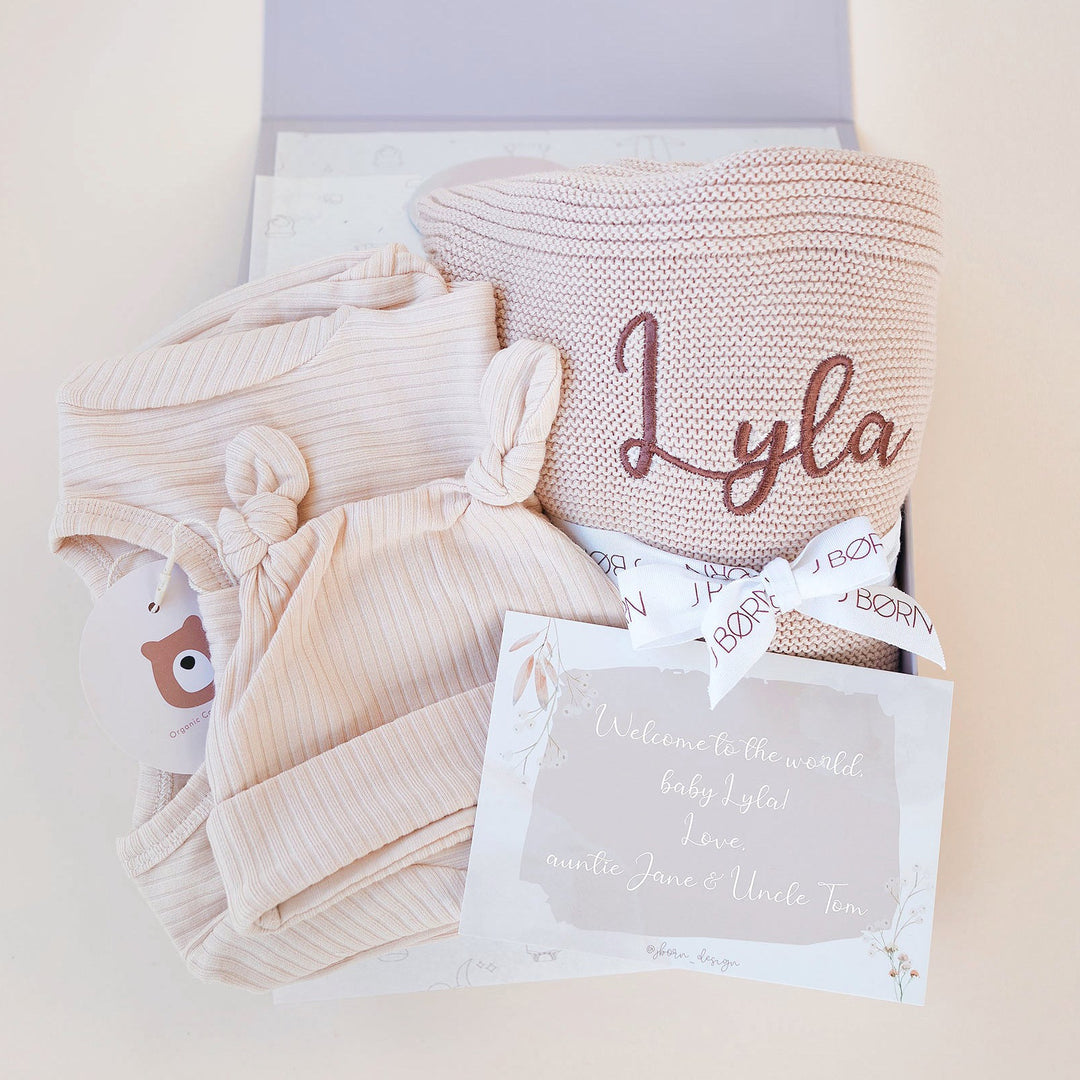 JBØRN Organic Cotton Sleepsuit & Knitted Blanket Set