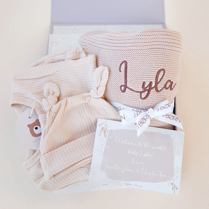 JBØRN Organic Cotton Sleepsuit & Knitted Blanket Set