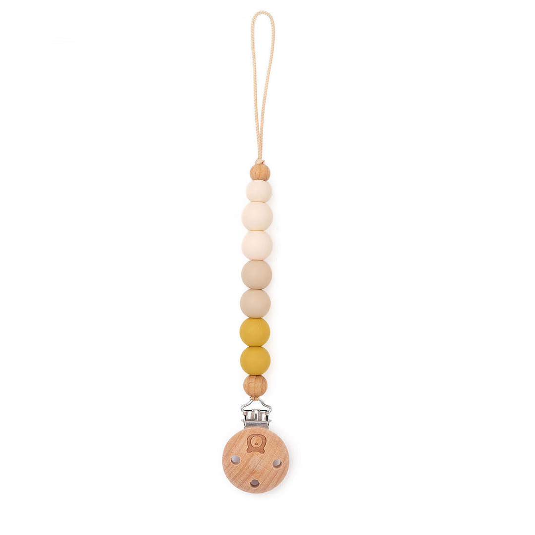 JBØRN Colour Block Pacifier Clip Chamomile No - Personalisable Baby Products Sold and Personalised by JustBørn