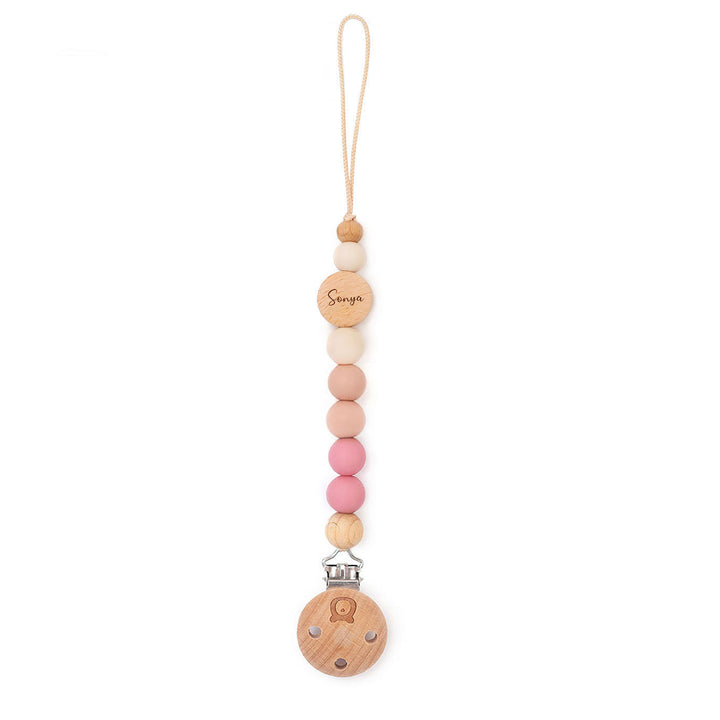 JBØRN Colour Block Pacifier Clip Peony Yes - Personalisable Baby Products Sold and Personalised by JustBørn