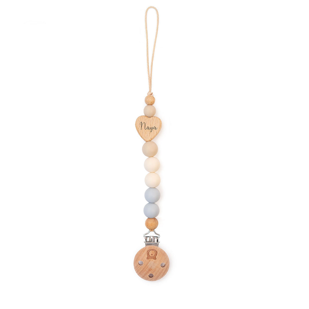 JBØRN Heart Pacifier Clip | Colour Block - Personalisable Baby Products Sold and Personalised by JustBørn