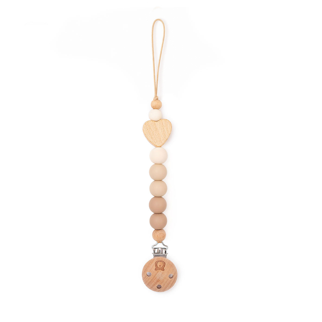 JBØRN Heart Pacifier Clip | Colour Block Vanilla & Cream - Personalisable Baby Products Sold and Personalised by JustBørn