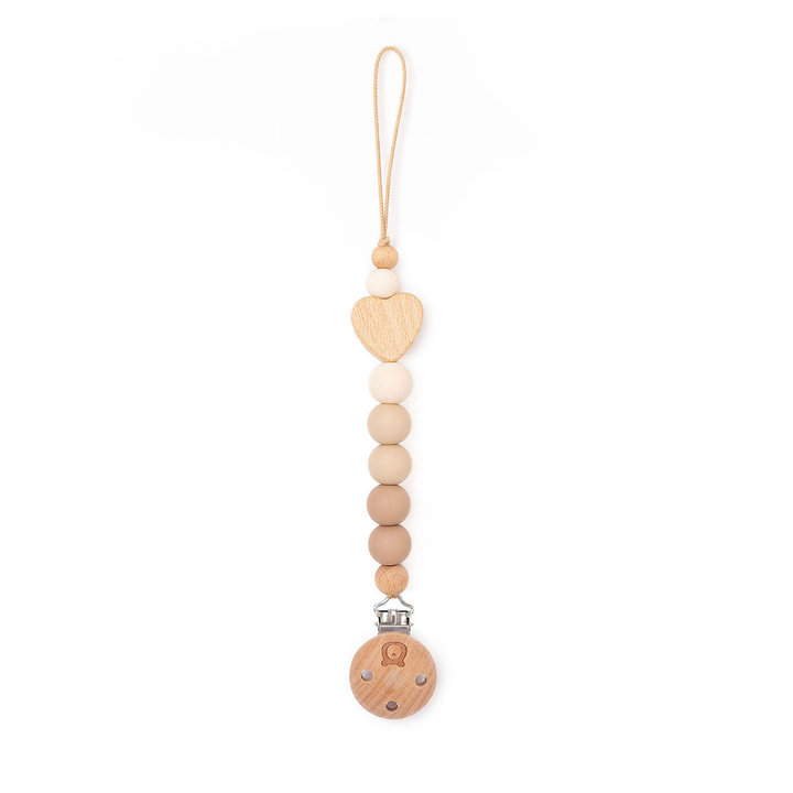 JBØRN Heart Pacifier Clip | Colour Block Vanilla & Cream - Personalisable Baby Products Sold and Personalised by JustBørn
