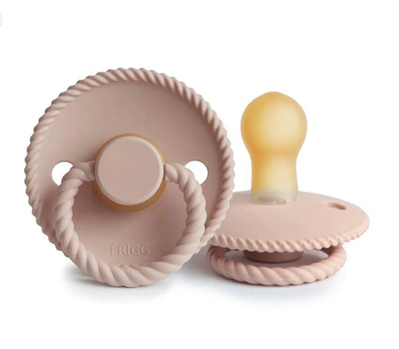 FRIGG Rope Natural Rubber Latex Pacifiers Blush - Personalisable Baby Products Sold and Personalised by JustBørn