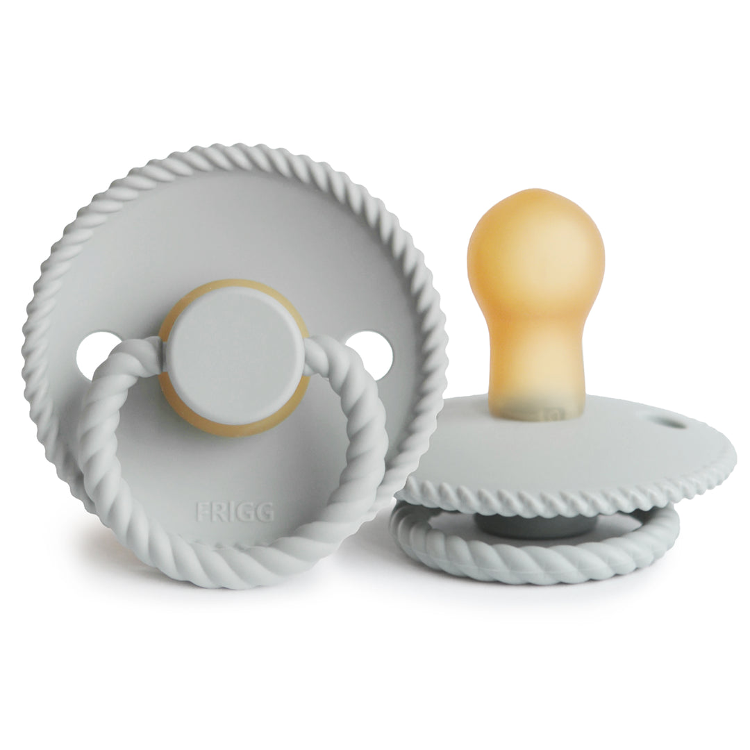 FRIGG Rope Natural Rubber Latex Pacifiers Silver Gray - Personalisable Baby Products Sold and Personalised by JustBørn