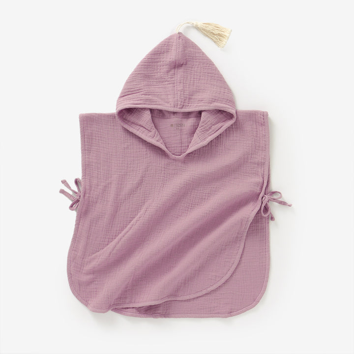 JBØRN Organic Cotton Muslin Hooded Poncho Heather - Personalisable Baby Products Sold and Personalised by JustBørn