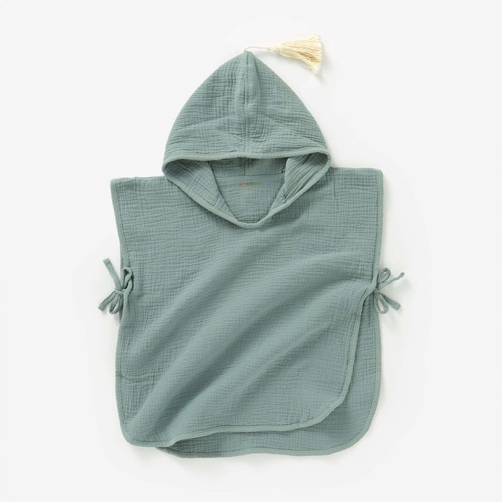 JBØRN Organic Cotton Muslin Hooded Poncho Sage - Personalisable Baby Products Sold and Personalised by JustBørn