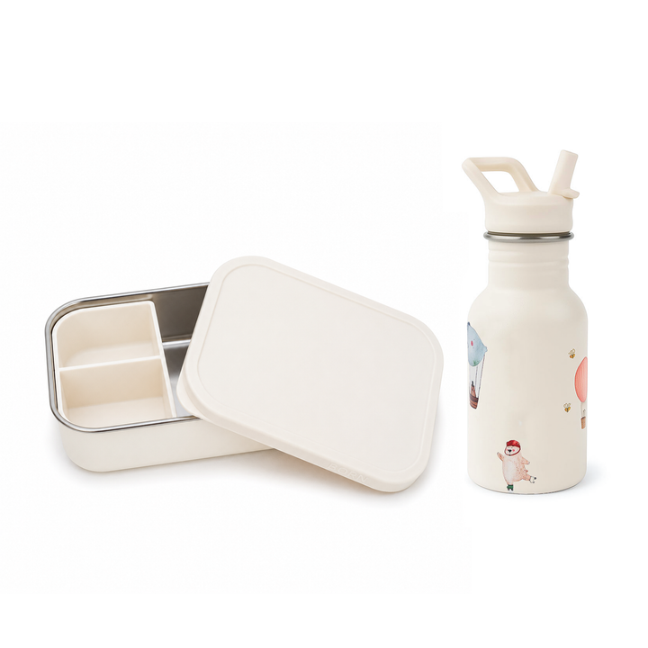 JBØRN Personalised Water Bottle & Lunch Box Set Adventure Bear Lunch Box Set - New Design - Personalisable Baby Products Sold and Personalised by JustBørn