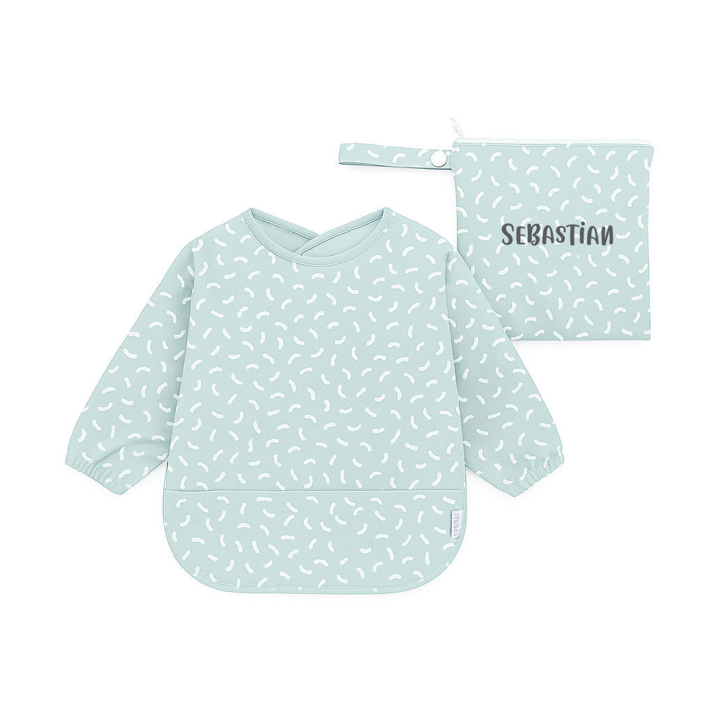 JBØRN Long Sleeve Baby Feeding Bib with Personalised Travel Bag - Personalisable Baby Products Sold and Personalised by JustBørn