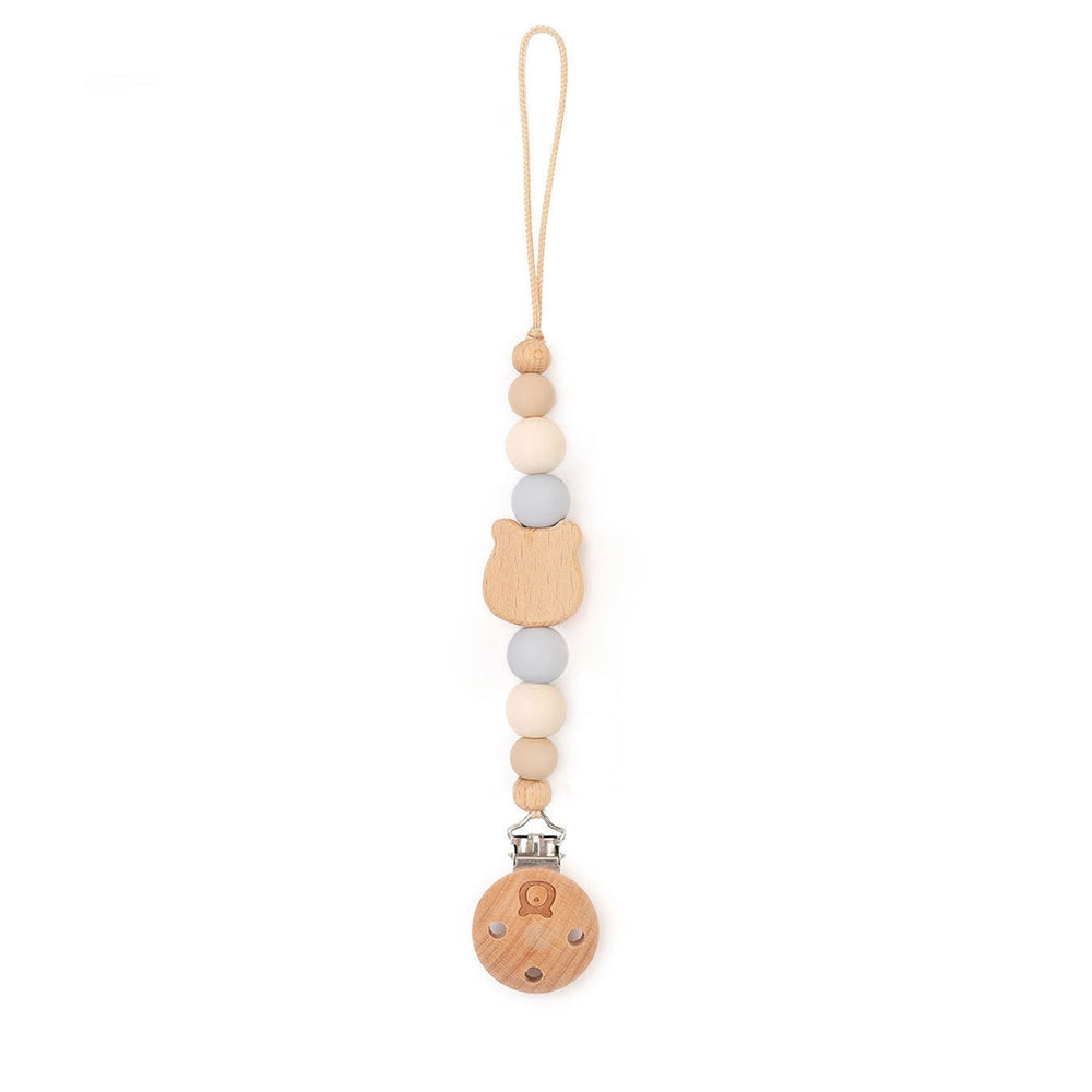 JBØRN Bear Pacifier Clip | Personalised Powder Blue & Cream - Personalisable Baby Products Sold and Personalised by JustBørn