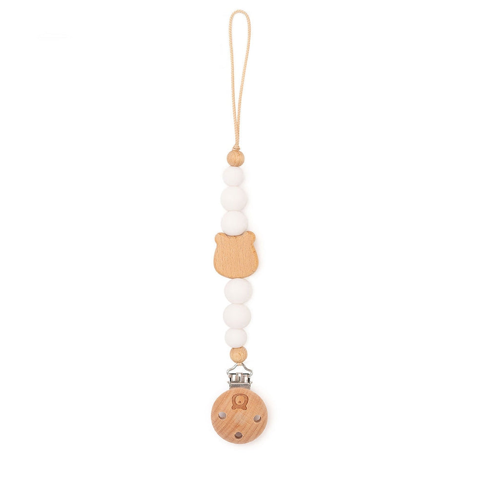 JBØRN Bear Pacifier Clip | Personalised White - Personalisable Baby Products Sold and Personalised by JustBørn