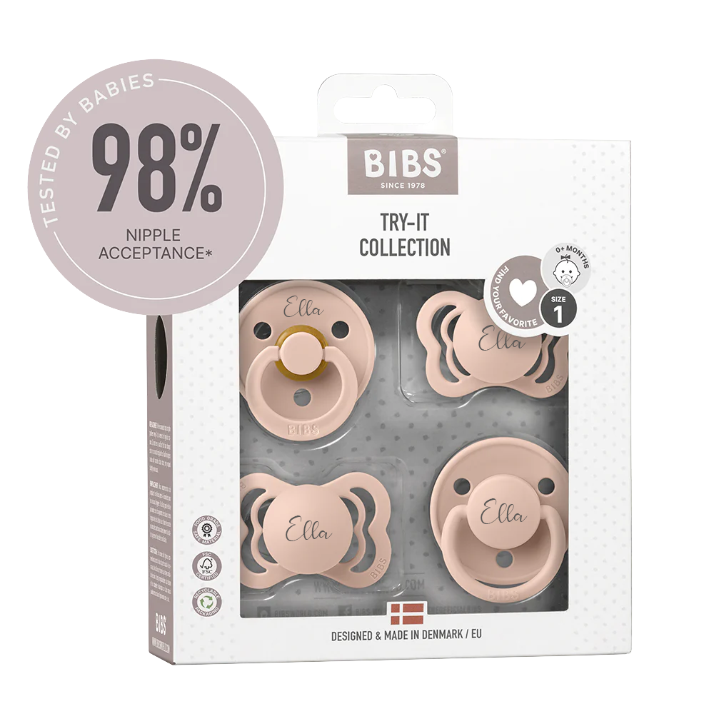 BIBS Try-It Collection - Try 4 Different Pacifiers Pack - Personalisable Baby Products Sold and Personalised by JustBørn