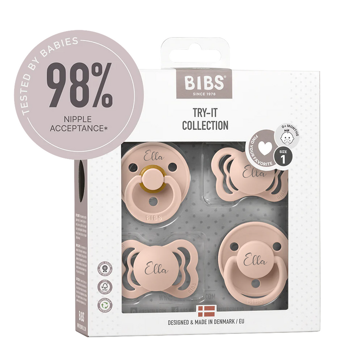 BIBS Try-It Collection - Try 4 Different Pacifiers Pack - Personalisable Baby Products Sold and Personalised by JustBørn
