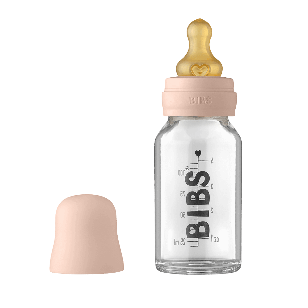 BIBS Baby Glass Bottle Complete Set BIBS Glass Bottle | Blush 110 ml - Personalisable Baby Products Sold and Personalised by JustBørn