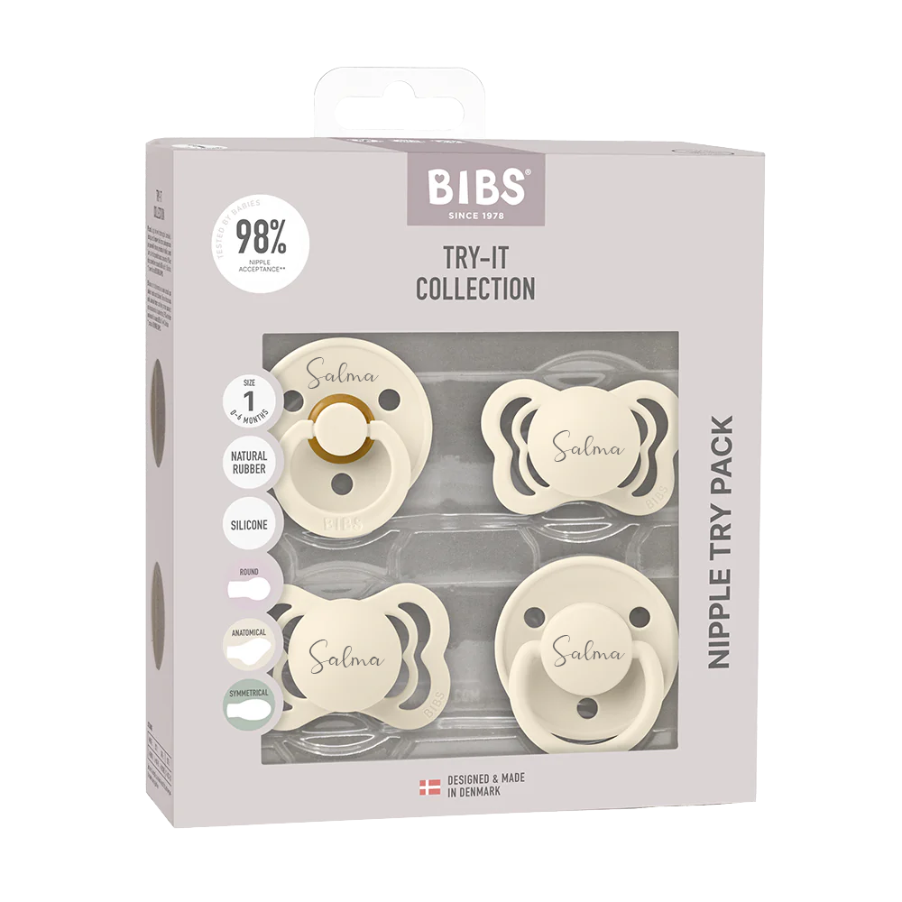 BIBS Try-It Collection - Try 4 Different Pacifiers Pack - Personalisable Baby Products Sold and Personalised by JustBørn