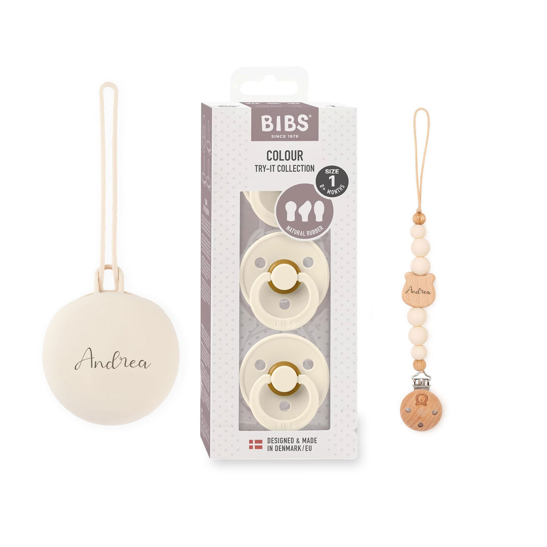 JBØRN x BIBS Gift Box | Baby's First Pacifier Pack & Holders Set - Personalisable Baby Products Sold and Personalised by JustBørn