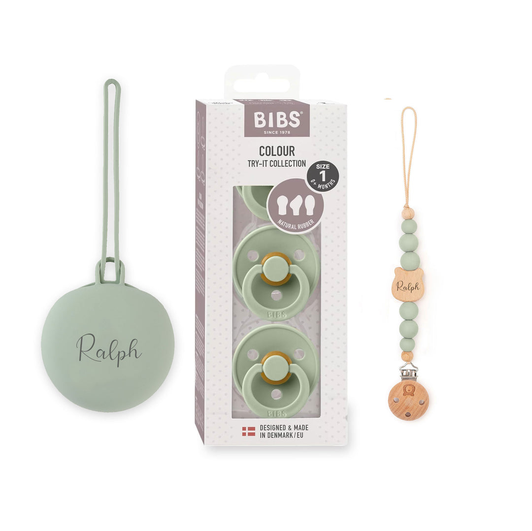 JBØRN x BIBS Gift Box | Baby's First Pacifier Pack & Holders Set - Personalisable Baby Products Sold and Personalised by JustBørn