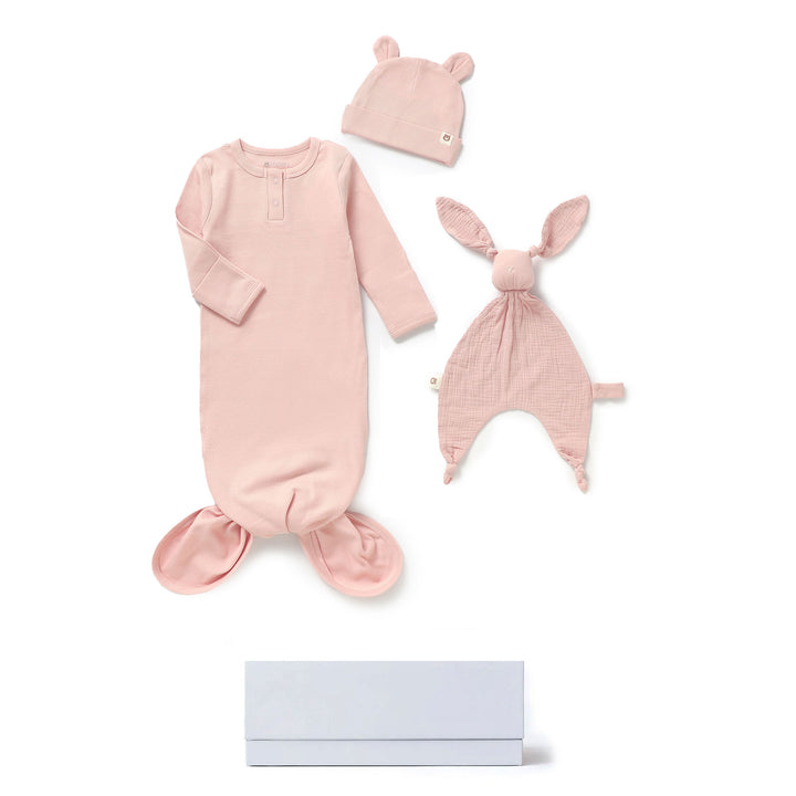 JBØRN Organic Cotton Sleeping Gown & Comforter Gift Set | 0-6 Months Blush No - Personalisable Baby Products Sold and Personalised by JustBørn