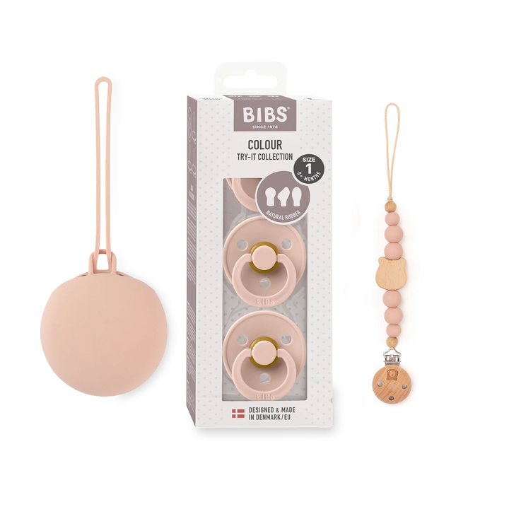JBØRN x BIBS Gift Box | Baby's First Pacifier Pack & Holders Set Blush - Personalisable Baby Products Sold and Personalised by JustBørn