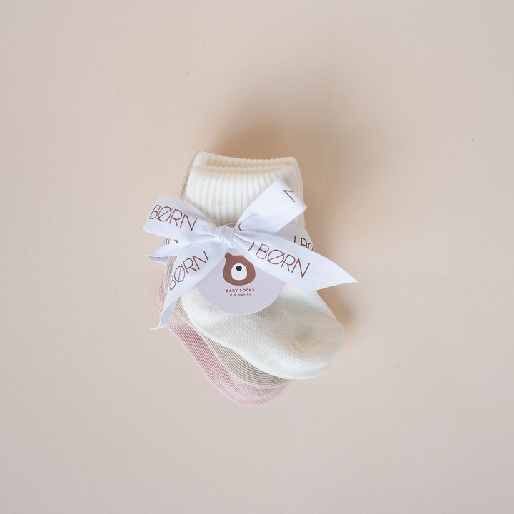 JBØRN Organic Cotton Baby Socks Blush Ivory Vanilla - Personalisable Baby Products Sold and Personalised by JustBørn