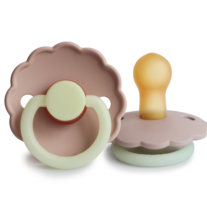 FRIGG Daisy Natural Rubber Latex Pacifier Blush Night Glow - Personalisable Baby Products Sold and Personalised by JustBørn