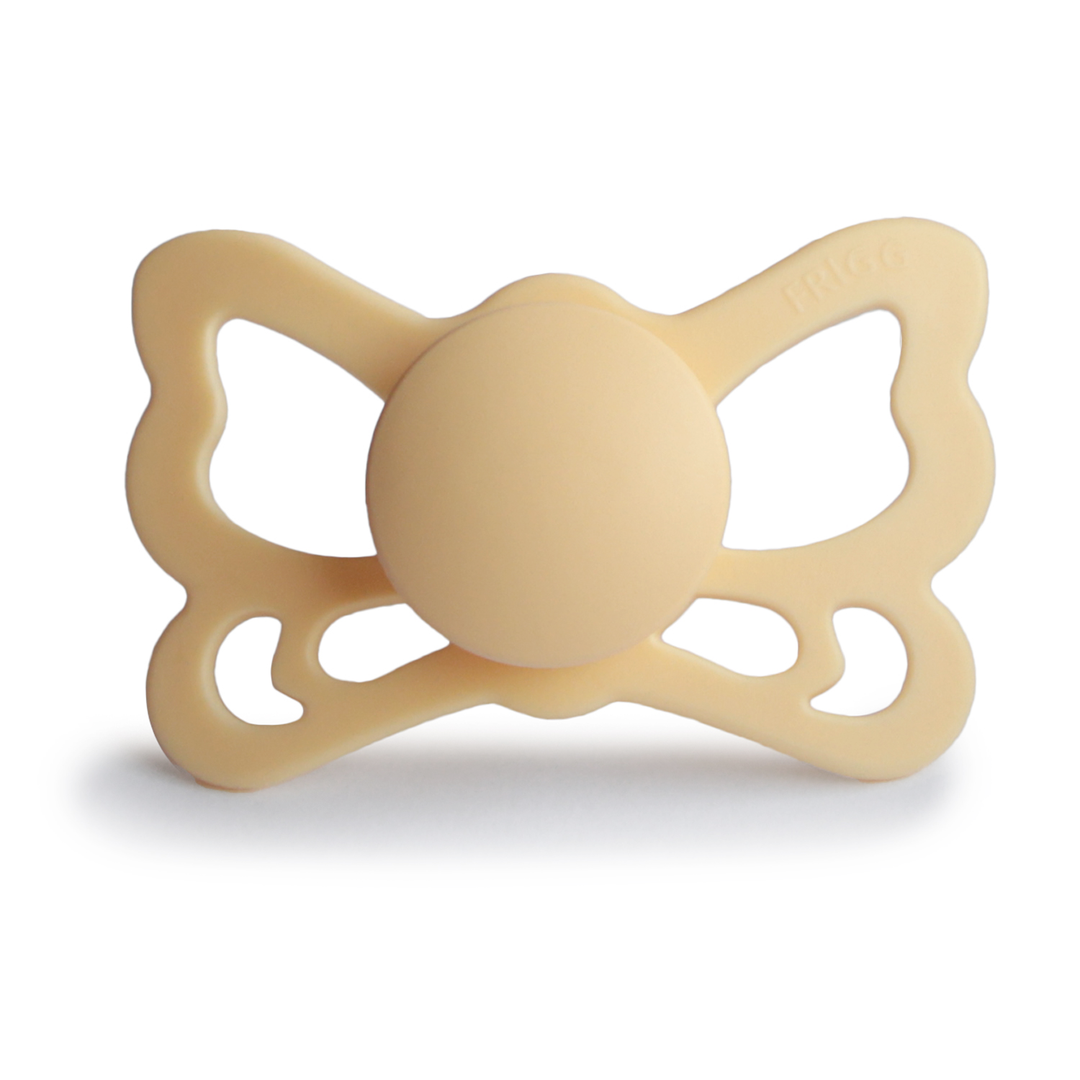 FRIGG Butterfly Anatomical Silicone Pacifiers | Personalised Butterfly Pale Daffodil Size 2 (6-18 Months) - Personalisable Baby Products Sold and Personalised by JustBørn