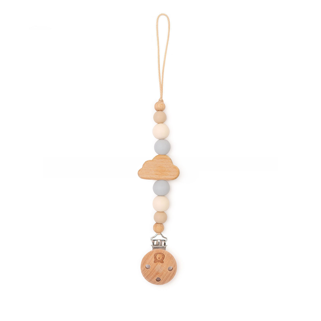 JBØRN Cloud Pacifier Clip Powder Blue & Cream - Personalisable Baby Products Sold and Personalised by JustBørn