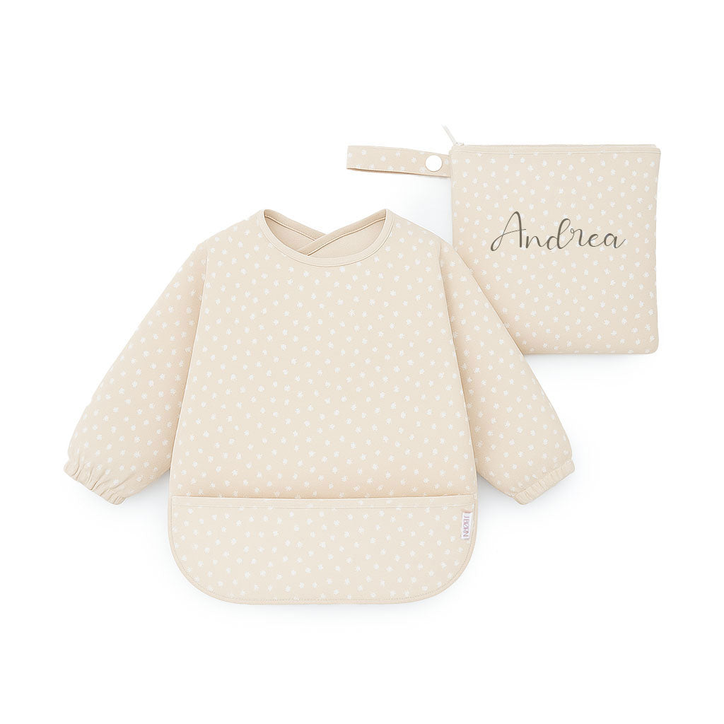 JBØRN Long Sleeve Baby Feeding Bib with Personalised Travel Bag - Personalisable Baby Products Sold and Personalised by JustBørn