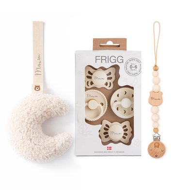 JBØRN x FRIGG Baby Gift Set | Baby's First Pacifiers Pack & Holders Set - Personalisable Baby Products Sold and Personalised by JustBørn