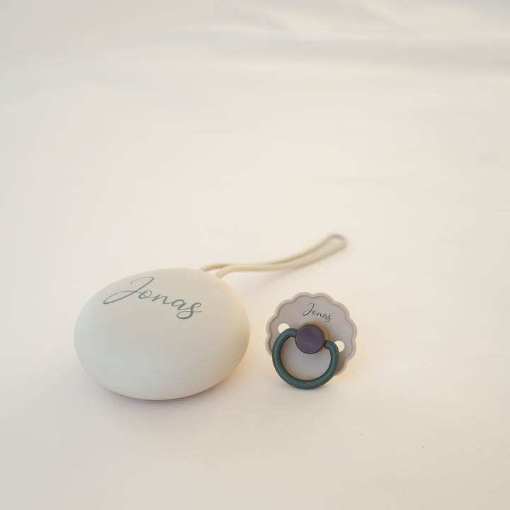 Frigg Rubber Latex Pacifier & JBØRN Pod - Personalisable Baby Products Sold and Personalised by JustBørn