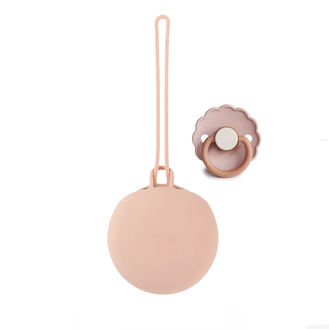 Frigg Rubber Latex Pacifier & JBØRN Pod Daisy Biscuit & Blush Pod - Personalisable Baby Products Sold and Personalised by JustBørn
