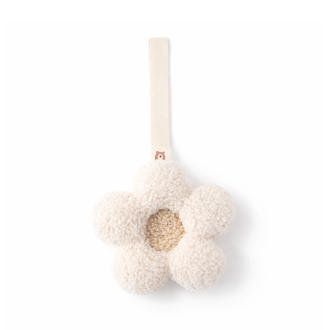 JBØRN Plush Comforter with Pacifier Holder Loop Daisy - Ivory - Personalisable Baby Products Sold and Personalised by JustBørn
