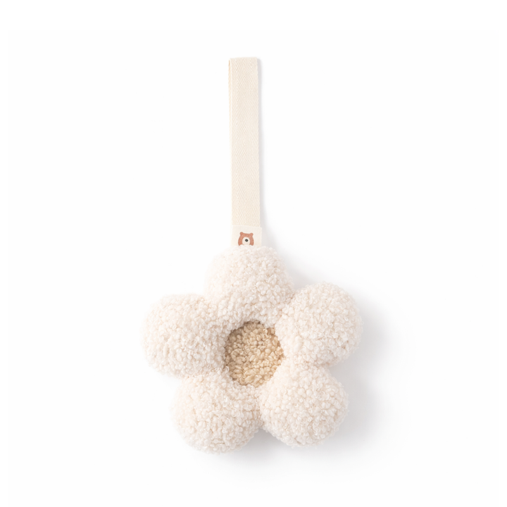 JBØRN Plush Comforter with Pacifier Holder Loop Daisy - Ivory - Personalisable Baby Products Sold and Personalised by JustBørn