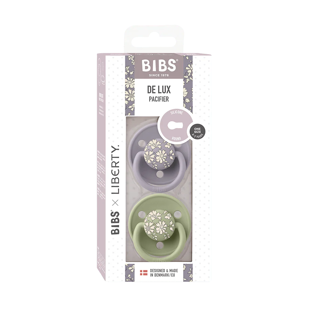 BIBS De Lux Silicone Pacifiers | One Size De Lux | 2 Pack Capel Sage Mix - Personalisable Baby Products Sold and Personalised by JustBørn