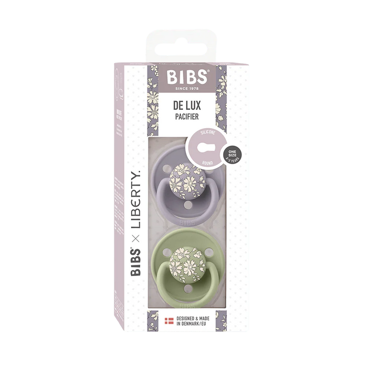 BIBS De Lux Silicone Pacifiers | One Size De Lux | 2 Pack Capel Sage Mix - Personalisable Baby Products Sold and Personalised by JustBørn