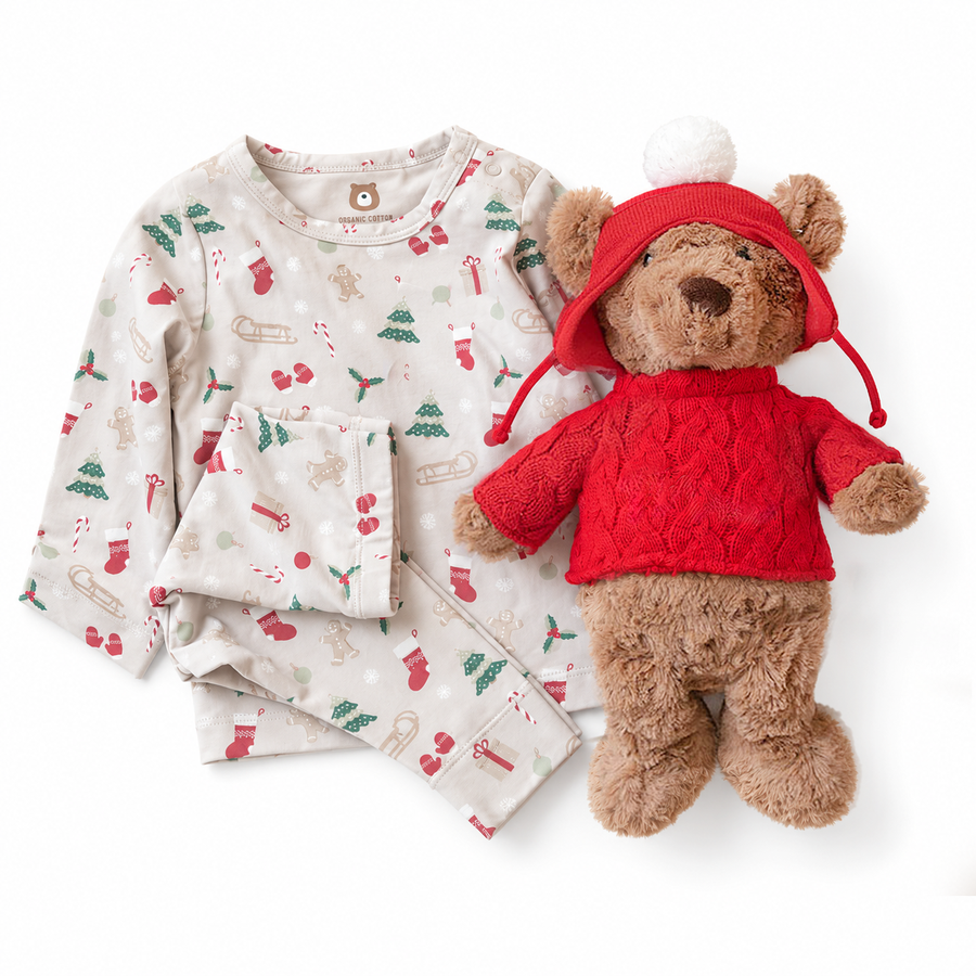 JBØRN First Christmas Gift Box | Festive Teddy & Pyjama Set | 0-3 Months - Personalisable Baby Products Sold and Personalised by JustBørn