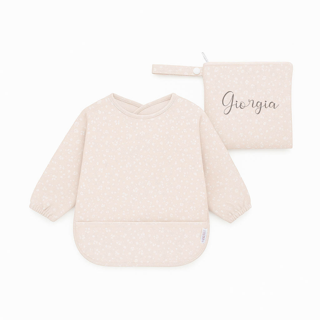 JBØRN Long Sleeve Baby Feeding Bib with Personalised Travel Bag - Personalisable Baby Products Sold and Personalised by JustBørn