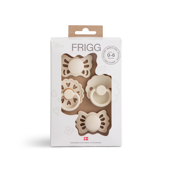 FRIGG Baby's First Pacifier Pack Floral Heart - Cream - Personalisable Baby Products Sold and Personalised by JustBørn