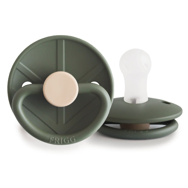 FRIGG Little Viking Silicone Pacifiers Olive - Personalisable Baby Products Sold and Personalised by JustBørn