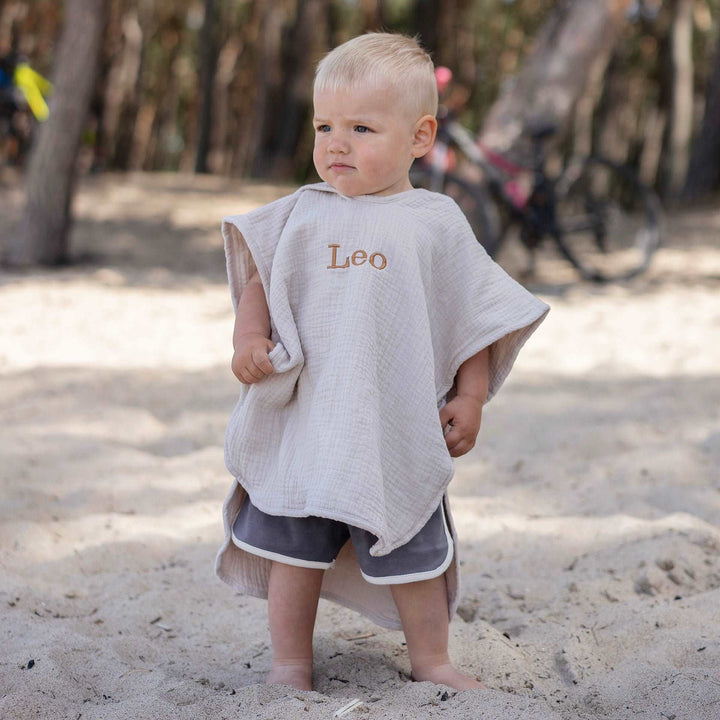 JBØRN Organic Cotton Muslin Hooded Poncho - Personalisable Baby Products Sold and Personalised by JustBørn