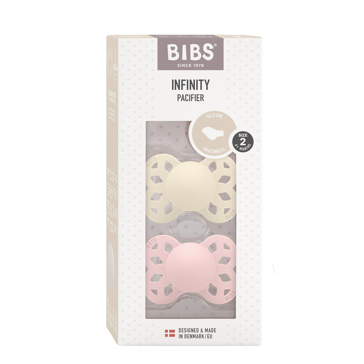 BIBS Infinity Anatomical Silicone Pacifiers Infinity Anatomical Ivory Blossom - Personalisable Baby Products Sold and Personalised by JustBørn