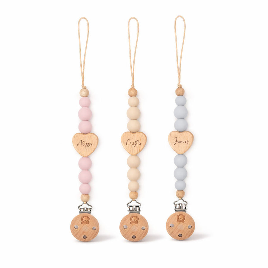 JBØRN Love Heart Pacifier Clip - Personalisable Baby Products Sold and Personalised by JustBørn