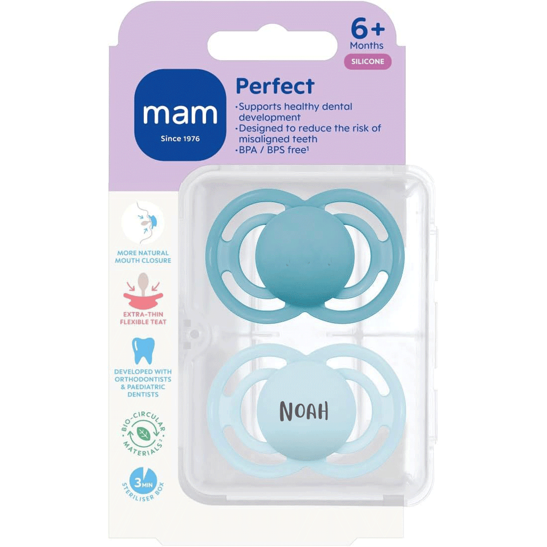 MAM Soother Perfect 6+ Months Teal Blue & Baby Blue Yes - Personalisable Baby Products Sold and Personalised by JustBørn