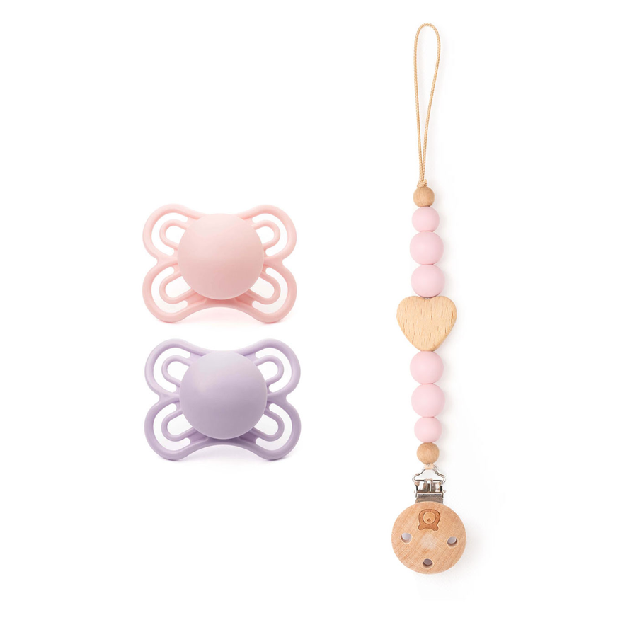 MAM Perfect Soother 0-6 Months & Matching Pacifier Clip MAM Perfect Lilac & Blossom - Personalisable Baby Products Sold and Personalised by JustBørn
