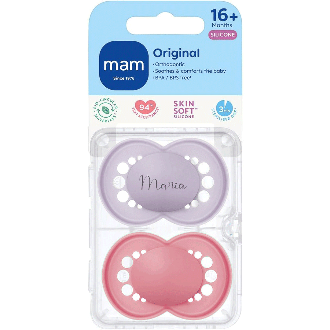 MAM Original Soother 16+ Months Lilac & Dusty Rose Yes - Personalisable Baby Products Sold and Personalised by JustBørn