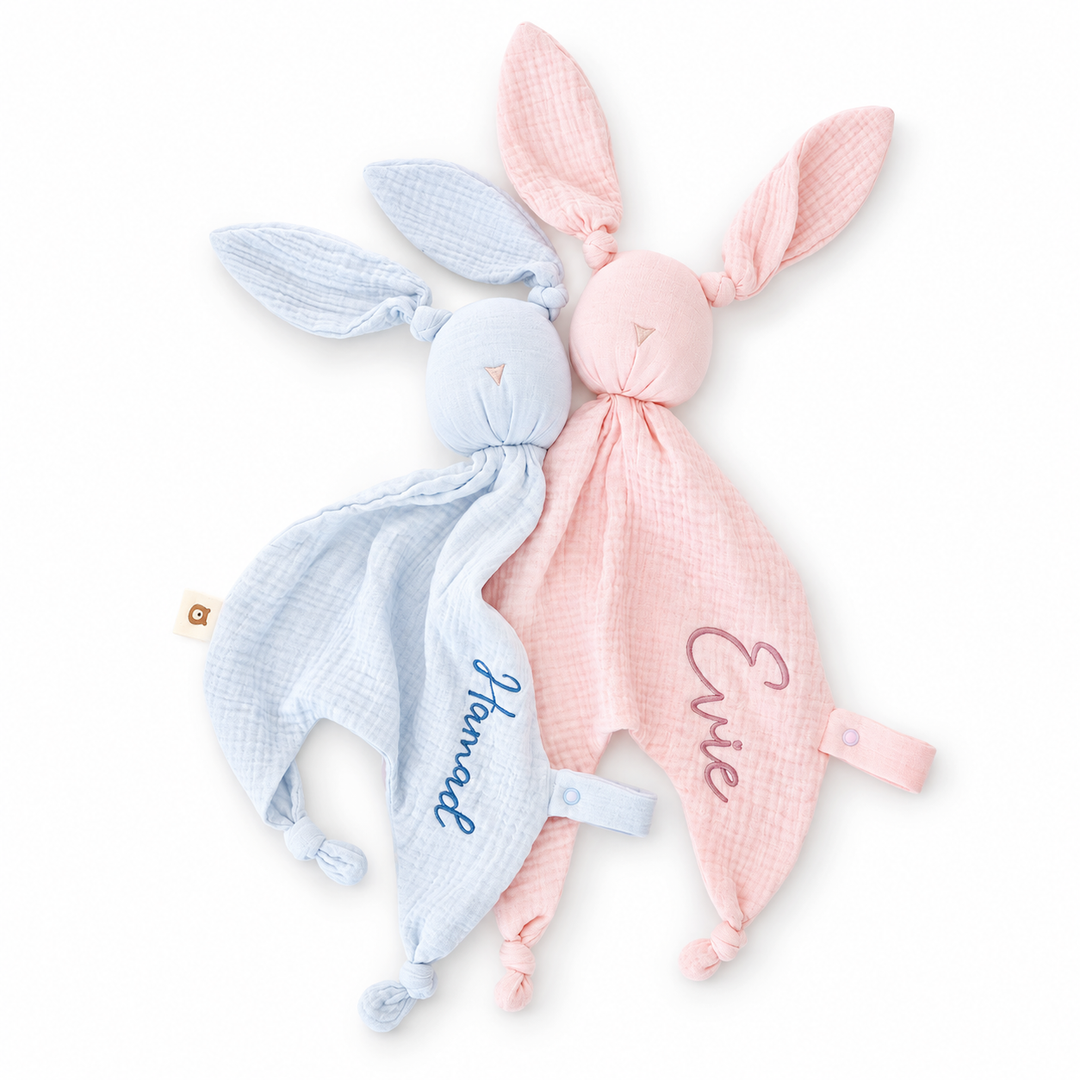 JBØRN Organic Cotton Bunny Comforter with Pacifier Loop - Personalisable Baby Products Sold and Personalised by JustBørn